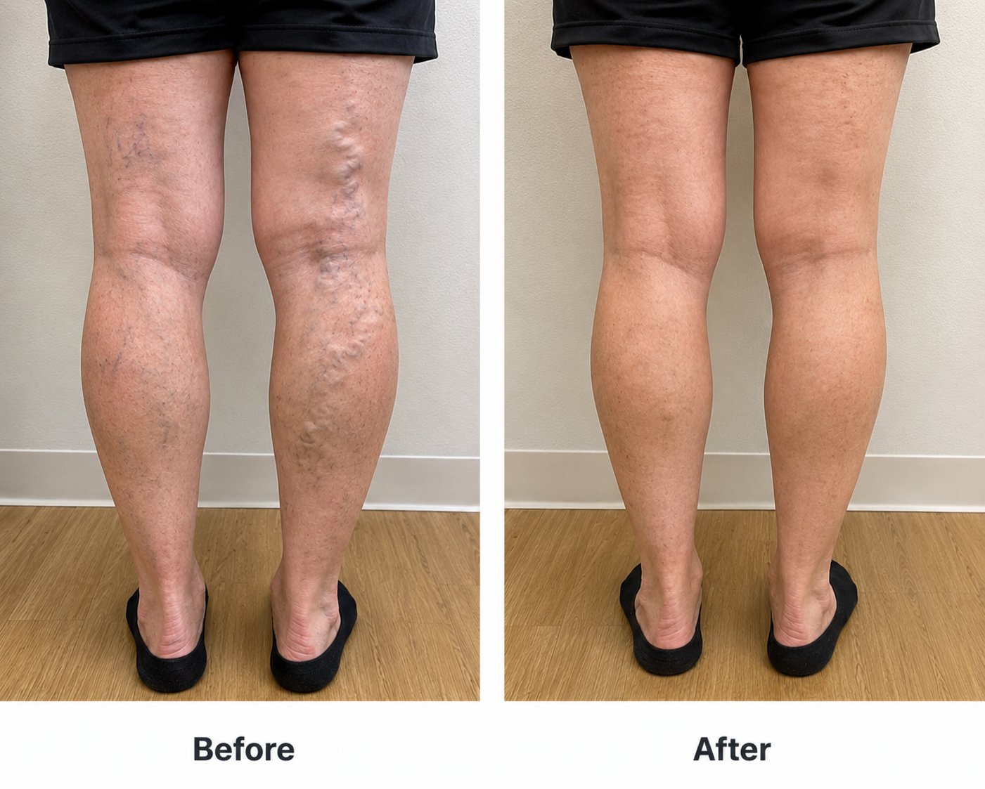 Before and after varicose vein treatment results - full legs Georgetown TX